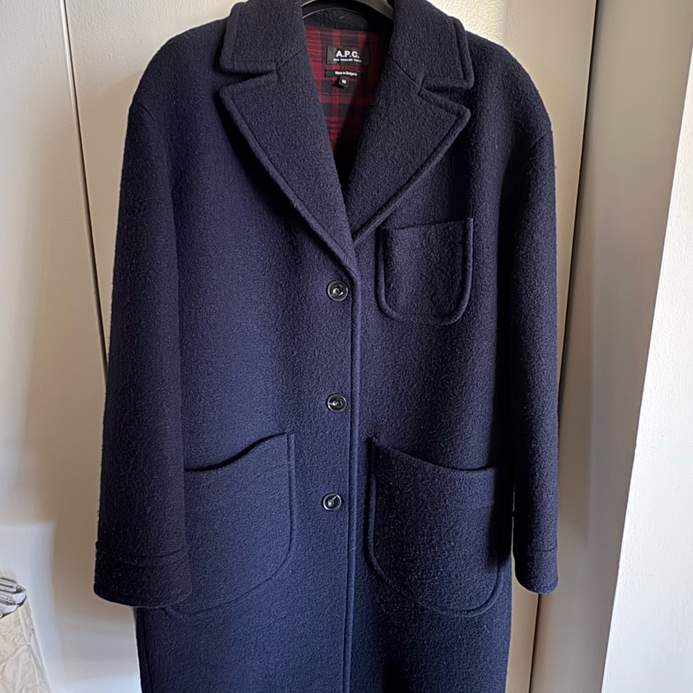 A.P.C. Dark Blue Wool Overcoat